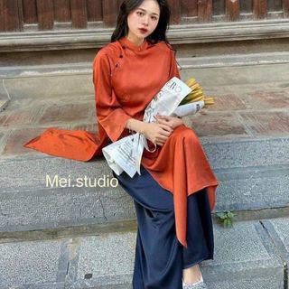 Áo Dài Tuyền Thống Dáng Xuông 2 Tà tay lỡ mã KM31  (Hàng May sẵn) đủ 4 Màu