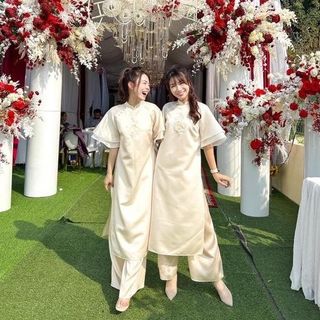 Áo dài cách tân tay 2 lớp tà dài 120cm