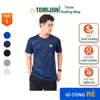 Áo Thể Thao Nam Cộc Tay TOMIJUN Áo thun lạnh cổ tròn, ép vân cao cấp, phong cách, mạnh mẽ và năng động W giá sỉ