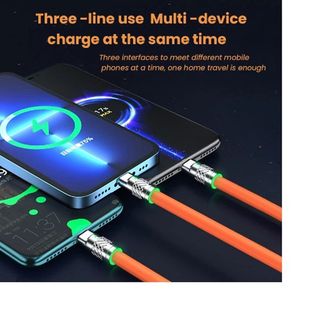 CÁP SẠC NHANH 3 ĐẦU SILICON 120W