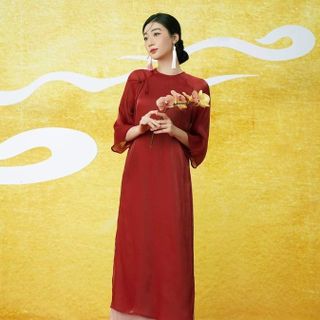 Áo Dài Truyền Thống Dáng lửng tay lỡ 4 tà
