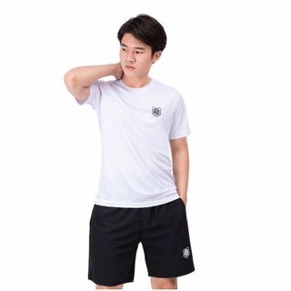 Bộ quần áo nam thể thao AD, áo thun cổ tròn TOMIJUN tập gym ngắn tay vải thoáng mát co giãn