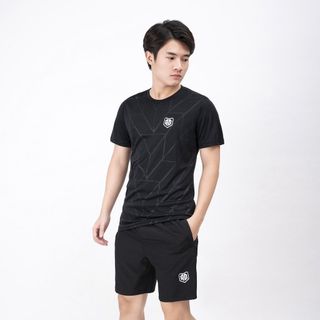 Bộ quần áo nam thể thao AD, áo thun cổ tròn TOMIJUN tập gym ngắn tay vải thoáng mát co giãn