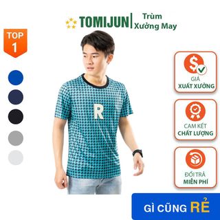 Áo thun nam cổ tròn cao cấp TOMIJUN tay ngắn, chất cotton co giãn 4 chiều, họa tiết vân kẻ caro… giá sỉ