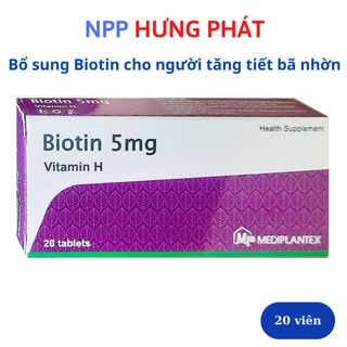 Viên uống Biotin 5mg giảm tiết bã nhờn hạn chế tóc gãy rụng – Hộp 20 viên giá sỉ