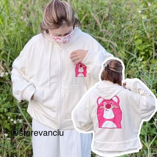 Áo khoác nỉ ngoại dày dặn in Gấu LOTSO form thoải mái, tay phồng có dây kéo khóa tiện lợi, mũ áo 2 lớp.