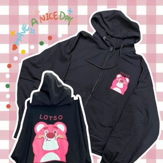 Áo khoác nỉ ngoại dày dặn in Gấu LOTSO form thoải mái, tay phồng có dây kéo khóa tiện lợi, mũ áo 2 lớp.