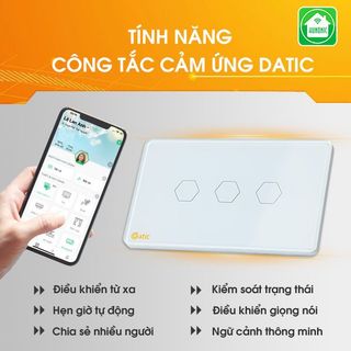 Công tắc thông minh Datic 3 nút màu trắng giá sỉ