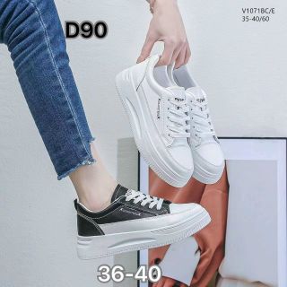 Giày thể thao nữ trắng da mềm phối họa tiết đẹp