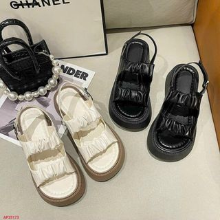 Sandal nữ 2 quai ngang nhún da mềm đẹp AP25