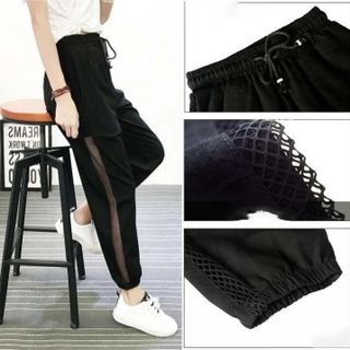QUẦN JOGGER NỮ PHỐI LƯỚI SƯỜN CÁ TÍNH - DMA STORE
