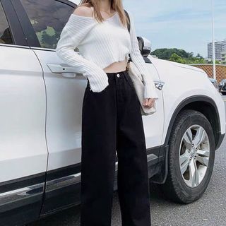 Bigsize baggy jean ống suông đen trơn mã 105