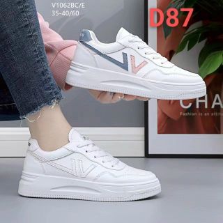 Giày thể thao nữ da mềm trắng V1062