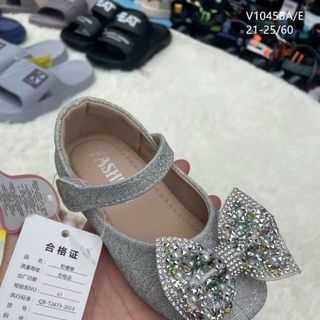 Giày búp bê trẻ em da mềm đính nơ quai ngang xinh xắn