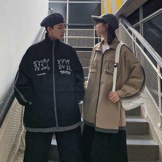Áo khoác dù Ulzzang phối sọc in hình người nhảy múa cute 2 lớp form xuông rộng nam nữ