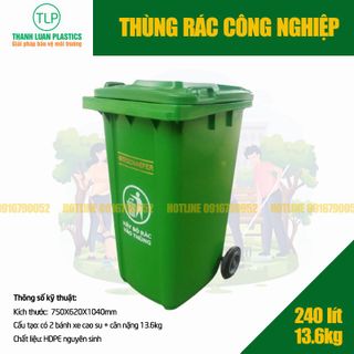 Thùng Rác Công Nghiệp 240 Lít Loại Dày 13.6KG