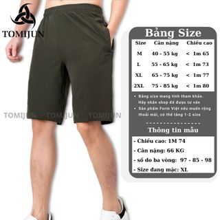 Quần short nam dù TOMIJUN Quần đùi nam thể thao, vải dù gió co giãn, mềm mịn, siêu nhẹ, dáng thể thao