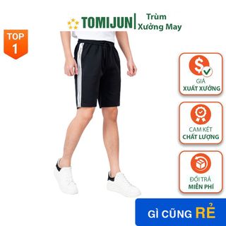 Quần short nam 3 sọc thể thao TOMIJUN Quần short unisex vải poly cao cấp mềm mịn, kiểu dáng năng động, trẻ trung giá sỉ