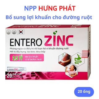 Men tieu hóa Entero ZinC giúp ngừa rối loạn hệ vi khuẩn đường ruột, hết táo bón , tiêu chảy , đầy bụng – hộp 20 ống giá sỉ