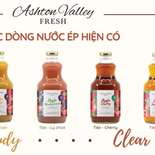 Thùng 6 chai x 1L Nước ép trái cây nguyên chất Ashton Valley (nhập khẩu Úc) - Vị Táo & Lý chua đen
