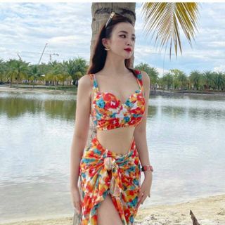 Set bikini 3 món áo gọng kèm khăn quyến rũ