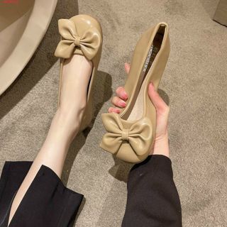 Giày búp bê nữ da mềm đính nơ đẹp AP34