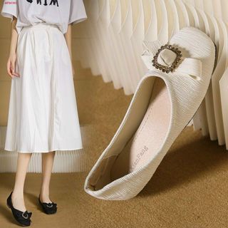 Giày Búp Bê nữ Đế Bệt Mũi Vuông Đính Nơ đẹp