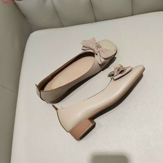 Giày Búp Bê nữ Đế Bệt Mũi Vuông Đính Nơ xinh xắn