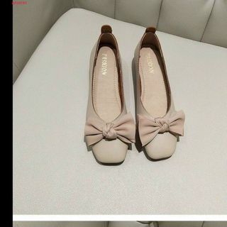 Giày Búp Bê nữ Đế Bệt Mũi Vuông Đính Nơ xinh xắn