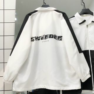 ￼Áo Khoác Jacket Form Rộng SWEEDER Vải Dù Trượt Nước Ulzzang màu TRẮNG giá sỉ