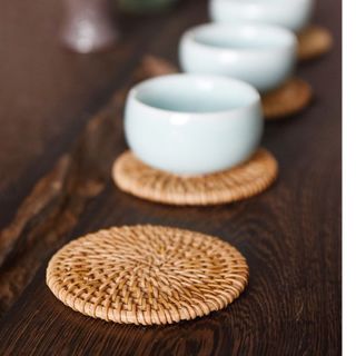 COMBO 6 LÓT LY CỐC BẰNG MÂY ĐAN