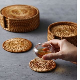 COMBO 6 LÓT LY CỐC BẰNG MÂY ĐAN