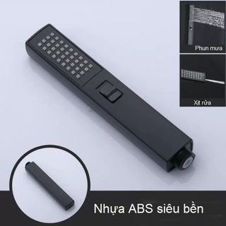 Bộ tay sen đen kiểu vuông 2 chức năng tắm rửa và xịt rửa
