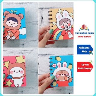SỔ TAY LÒ XO khổ A7 160 Trang Có Dòng Kẻ Họa Tiết Hàn Quốc Cute Tập Mini Viết Ghi Chú Note Học Từ Mới Bỏ Túi Tiện Lợi
