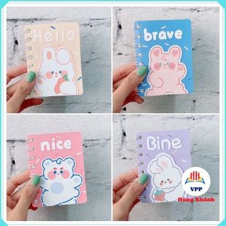 SỔ TAY LÒ XO khổ A7 160 Trang Có Dòng Kẻ Họa Tiết Hàn Quốc Cute Tập Mini Viết Ghi Chú Note Học Từ Mới Bỏ Túi Tiện Lợi