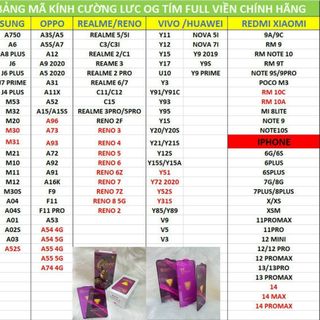 Cường lực Og tím hàng chính hãng full các mã iphone / oppo / vivo / samsung / huawei / realme giá sỉ