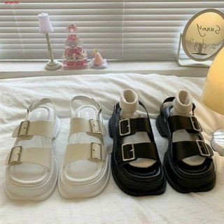 Sandal nữ 2 quai ngang phối khóa vuông đẹp giá sỉ