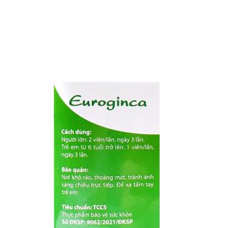 Viên uống Euroginca 100% thảo dược giảm ho, đau rát họng, thông mũi họng – hộp 100 viên nang mềm