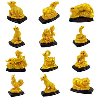Tượng 12 con giáp trang trí: ảnh nhủ, cẩm thạch, màu đồng, dạ quang, màu vàng - Tượng trang trí nhỏ - Mô hình thú - Mô hình con vật