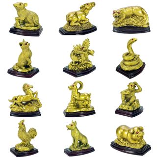 Tượng 12 con giáp trang trí: ảnh nhủ, cẩm thạch, màu đồng, dạ quang, màu vàng - Tượng trang trí nhỏ - Mô hình thú - Mô hình con vật
