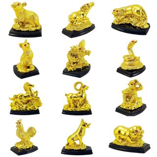 Tượng 12 con giáp trang trí: ảnh nhủ, cẩm thạch, màu đồng, dạ quang, màu vàng - Tượng trang trí nhỏ - Mô hình thú - Mô hình con vật