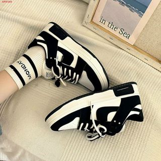 Giày thể thao nữ đế bằng da mềm êm chân thoáng khí