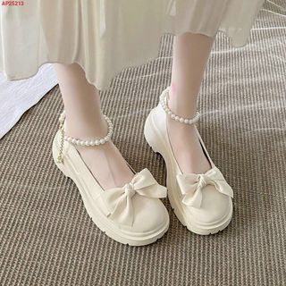 Giày Búp bê nữ đính nơ phối ngọc trai cổ chân