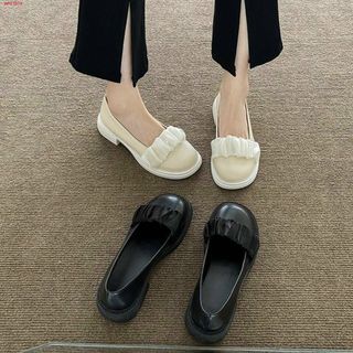 Giày búp bê nữ da mềm phối ren nhún điệu đà
