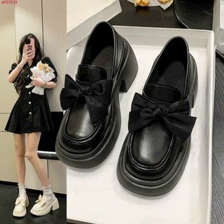 Giày lười nữ da mềm đính nơ sang chảnh