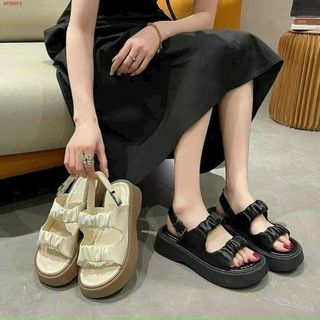 Sandal nữ 2 quai ngang nhún da mềm trẻ trung