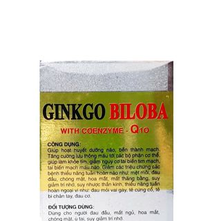Ginkgo Biloba with Coenzyme- Q10 giúp hoạt huyết dưỡng lão, lưu thông máu, giảm mệt mỏi – hộp 100 viên