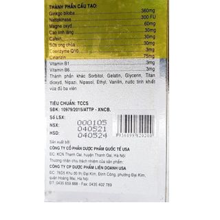 Ginkgo Biloba with Coenzyme- Q10 giúp hoạt huyết dưỡng lão, lưu thông máu, giảm mệt mỏi – hộp 100 viên