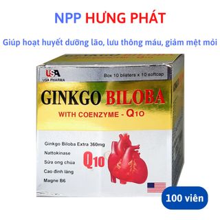 Ginkgo Biloba with Coenzyme- Q10 giúp hoạt huyết dưỡng lão, lưu thông máu, giảm mệt mỏi – hộp 100 viên giá sỉ