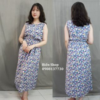 Đầm maxi sát nách cổ tròn lanh thái giá sỉ
